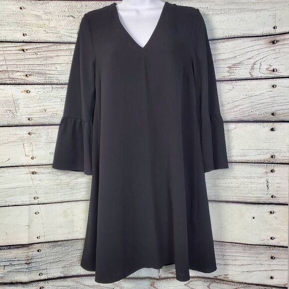 H&M Black Bell Sleeve Shift Dress Size 4 - Picture 1 of 6